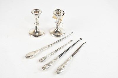 Lot 366 - A pair of George V hallmarked silver dwarf...