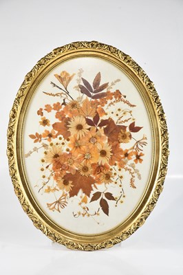 Lot 2216 - A decorative leaf and flower picture, 59 x...