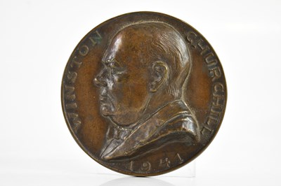 Lot 2294 - Churchill bronze plaque, diameter 12.5cm.
