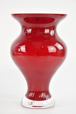 Lot 1362 - ROYAL DOULTON; red glass vase, height 35cm.