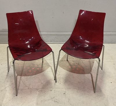 Lot 2114 - CALLIGARIS; a pair of red perspex and chrome...