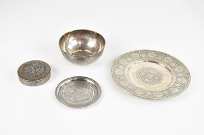 Lot 570 - An Eastern white metal bowl, bearing marks to...