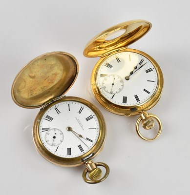 Lot 394 - An 18ct gold crown wind half hunter pocket...