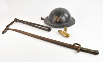 Lot 2342 - An early 20th century truncheon, a WWII warden...