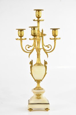 Lot 1387 - An early 20th century alabaster and gilt brass...