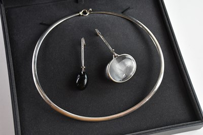 Lot 2144 - GEORG JENSEN; a Dew Drop neck ring, stamped...