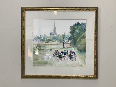 Lot 1424 - DAVID DENT; watercolour, 'Trotting at Le...