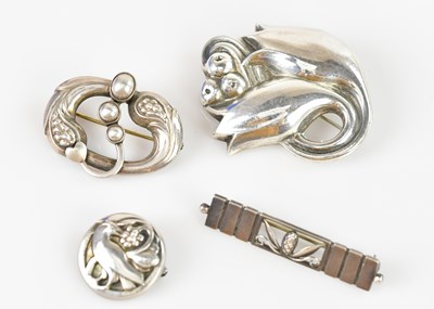 Lot 1302 - GEORG JENSEN; a collection of four sterling...