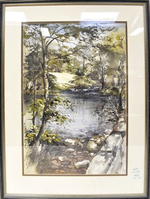 Lot 530 - JOHN SITSON; watercolour, a lakeside scene...
