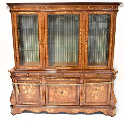 Lot 60 - A Sorrento marquetry inlaid walnut glazed...