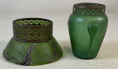 Lot 435 - An Austrian green tinted and overlaid glass...