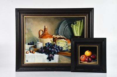 Lot 1452 - ELIZABETH KLEIN; oil on board, still life,...