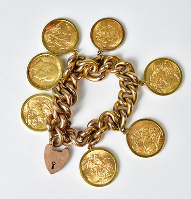 Lot 854 - A 9ct gold curb link chain bracelet, stamped...