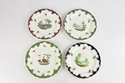 Lot 1020 - ROYAL WORCESTER; four decorative hand painted...