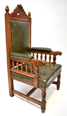 Lot 67 - A Victorian carved oak throne chair, the...