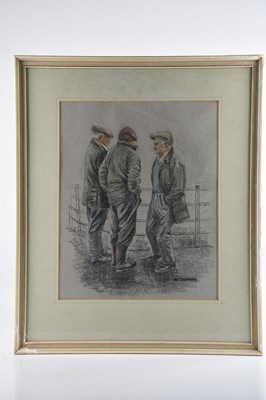 Lot 1420 - PAT DEARMAN; pastel, 'The Conversation',...