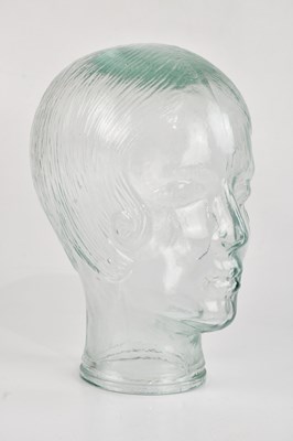 Lot 2252 - An Art Deco glass lady's head, height 25cm.