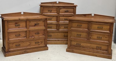 Lot 2106 - A modern pine chest, with six short drawers...