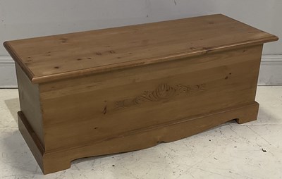 Lot 2046 - A large modern pine blanket chest, height 52cm,...