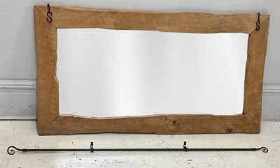 Lot 2117 - A rustic wall mirror with hanging bar, 116cm x...