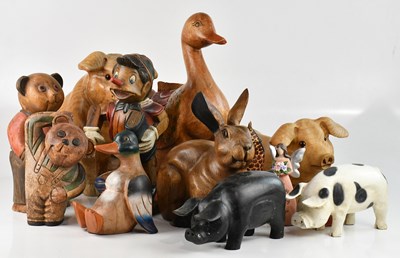Lot 2240 - A collection of twelve modern carved wood...