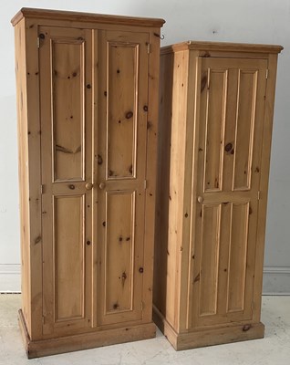 Lot 2076 - Two modern pine hall cupboards, the taller...