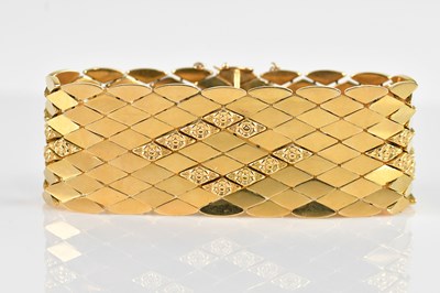 Lot 1092 - A Russian yellow metal bracelet with part...