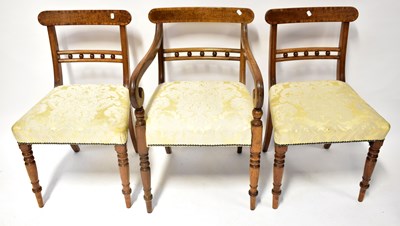 Lot 41 - Eight Regency mahogany bar-back dining chairs...