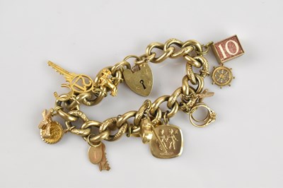 Lot 1120 - A 9ct yellow gold hoop link bracelet, with...