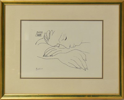 Lot 605 - AFTER PABLO PICASSO; a lithograph, 'Resting...