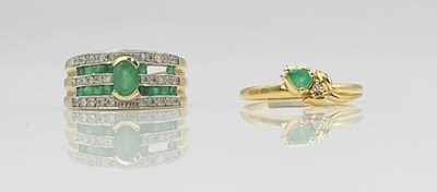 Lot 744 - A 9ct yellow gold broad cluster ring, size O,...