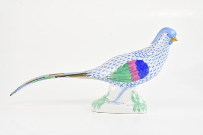 Lot 1296 - HEREND; a porcelain model of a pheasant,...
