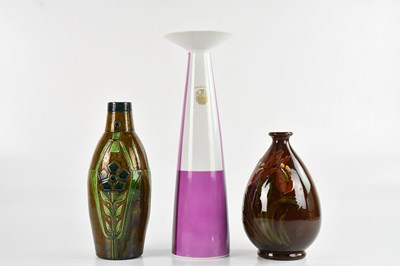 Lot 1379 - A Belgian art pottery vase, with incised and...