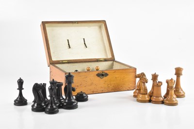 Lot 2264 - A Staunton pattern complete chess set, fitted...