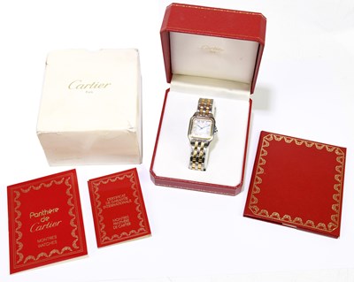 Lot 1632 - CARTIER; a gentleman's bi-metallic quartz...