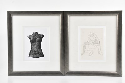 Lot 1759 - RICHARD FULLER; pencil drawing, a seated...