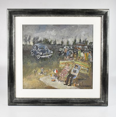Lot 176 - MALCOLM TEASDALE (born 1944); oil, 'Family Day...