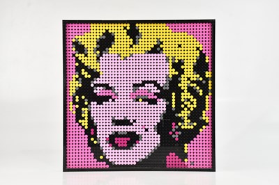 Lot 641 - LEGO; a framed panel, 'Marilyn', 40 x 40cm.