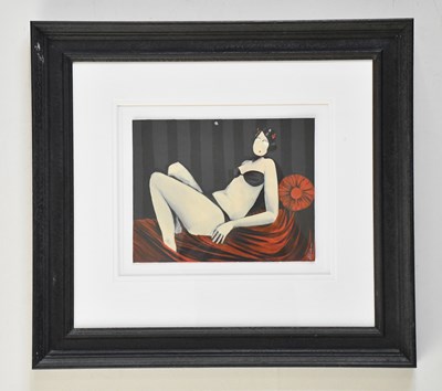 Lot 1722 - ANGELA SMYTH; watercolour, reclining semi-nude...