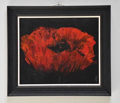 Lot 1721 - ANGELA SMYTH; oil on board, abstract poppy,...