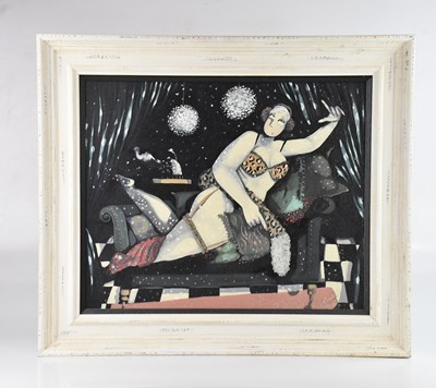 Lot 1710 - ANGELA SMYTH; gouache on board, a woman...