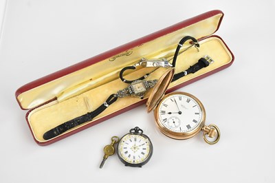 Lot 433 - WALTHAM; a crown wind full hunter gold plated...