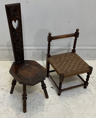 Lot 2071 - An early 20th century oak spinning chair and a...