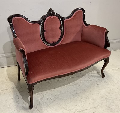 Lot 2045 - An Edwardian carved mahogany framed settee,...