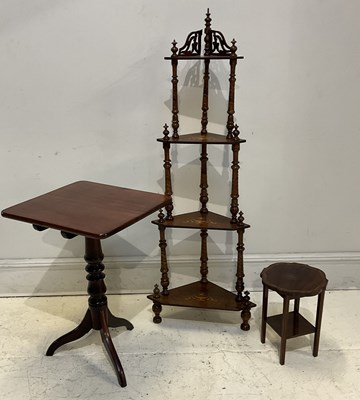 Lot 126 - An Edwardian inlaid walnut four tier whatnot,...