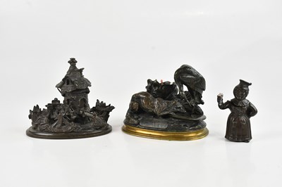 Lot 2408 - A decorative bronze desk stand formed as a...