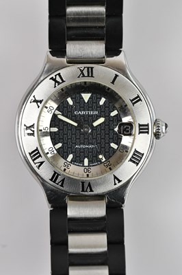 Lot 470 - CARTIER; a gentleman's stainless steel and...