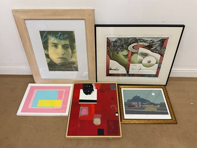 Lot 531 - Five decorative pictures and prints, largest...