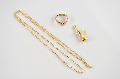 Lot 684 - A 9ct gold wishbone ring, size N, and a fine...