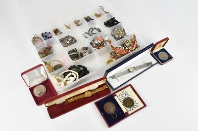 Lot 688 - A collection of white metal and costume...